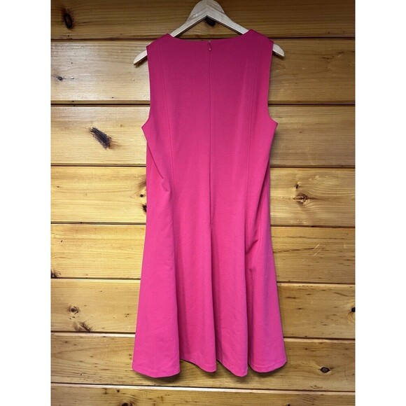 Tahari Pink 14 Sleeveless Fit Flare Knit Dress Womens Medium Midi Barbiecore - Picture 4 of 4